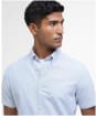 Men's Barbour Striped Oxtown Short Sleeve Tailored Fit Cotton Shirt - Navy