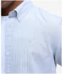Men's Barbour Striped Oxtown Short Sleeve Tailored Fit Cotton Shirt - Navy
