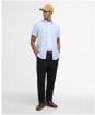 Men's Barbour Striped Oxtown Short Sleeve Tailored Fit Cotton Shirt - Navy