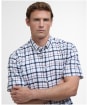 Men's Barbour Glover S/S Linen Blend Regular Fit  Shirt - Brook Blue