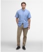 Men's Barbour Nelson Short Sleeve Linen Blend Regular Fit Shirt - Blue