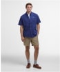 Men's Barbour Nelson Short Sleeve Linen Blend Regular Fit Shirt - Indigo