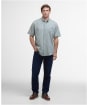 Men's Barbour Nelson Short Sleeve Linen Blend Regular Fit Shirt - Olive