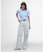 Women's Barbour Ashbourne Stripe Polo Top - BREEZE BLUE/WHIT