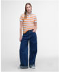 Women's Barbour Ashbourne Stripe Polo Top - PAPAYA/WHITE