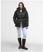 Women's Barbour Begonia Puffer Jacket - Olive / Classic Tartan