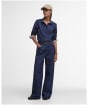 Women's Barbour Lavender Long Sleeve, Fitted, Cotton Blend Shirt - Navy / Hessian