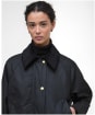 Women's Barbour Long Beadnell Waxed Jacket - Black / Classic Tartan
