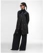 Women's Barbour Long Beadnell Waxed Jacket - Black / Classic Tartan