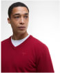 Men's Barbour Essential Lambswool V Neck Sweater - Red