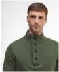 Men's Barbour Patch Half Button Lambswool Sweater - Olive