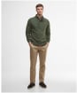 Men's Barbour Patch Half Button Lambswool Sweater - Olive