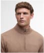 Men's Barbour Kelson Half Zip Knitted Jumper - Stone