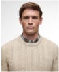 Men's Barbour Lowfen Cable Crew Neck Jumper - Stone