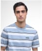 Men's Barbour International Bruce Striped T-Shirt - Cool Blue