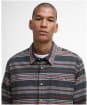 Men's Barbour Bowscale Striped Long Sleeved Relaxed Shirt - Charcoal Marl