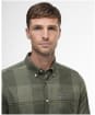 Men's Barbour Heaney Checked Long Sleeved Tailored Shirt - Olive