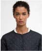 Women's Barbour Cashel Collarless Quilted Jacket - Dark Navy / Dress Navy Tartan