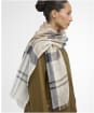 Women's Barbour Abigail Lightweight Cotton Linen Blend Tartan Scarf - Dress Navy