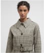 Women's Barbour Maia Check Showerproof Trench - Olive Prince Of Wales Check