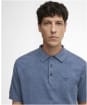 Men's Barbour Muston Linen Blend Knitted Polo Shirt - Denim