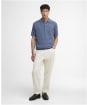 Men's Barbour Muston Linen Blend Knitted Polo Shirt - Denim