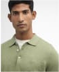 Men's Barbour Muston Linen Blend Knitted Polo Shirt - Laurel Green