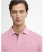 Men's Barbour Washed Tartan Tailored Fit Pique Polo Shirt - Washed Pink