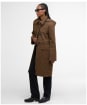 Women's Barbour Melody Check Wool Duffle Coat - Brown / Orange Check / Hessian Tartan