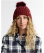 Women's Barbour Saltburn Scarf and Beanie Set - Cranberry