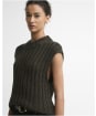 Women's Barbour Anastasia Knitted Vest - Olive Multi Patchwork