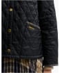 Women's Barbour Icons Tartan Collar Cropped Liddesdale Quilted Jacket - Black / Ancient 