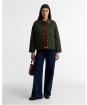 Women's Barbour Icons Tartan Collar Cropped Liddesdale Quilted Jacket - Olive / Classic Tartan