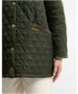 Women's Barbour Icons Tartan Collar Modern Liddesdale Quilted Jacket - Olive / Classic Tartan