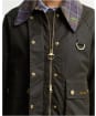 Women's Barbour Icons Tartan Collar Spey Waxed Jacket - Olive / Classic Tartan