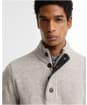 Men's Barbour Patch Half Button Lambswool Sweater - Light Grey Marl
