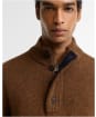Men's Barbour Patch Half Button Lambswool Sweater - Bracken