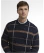 Men's Barbour Fasey Cable Tartan Crew Neck Knitted Jumper - Navy