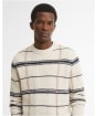 Men's Barbour Fasey Cable Tartan Crew Neck Knitted Jumper - Whisper White