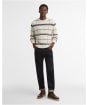 Men's Barbour Fasey Cable Tartan Crew Neck Knitted Jumper - Whisper White