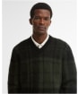 Men's Barbour Hunham Tartan V-Neck Knitted Jumper - Black