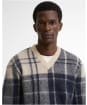 Men's Barbour Hunham Tartan V-Neck Knitted Jumper - Stone
