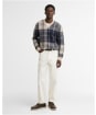 Men's Barbour Hunham Tartan V-Neck Knitted Jumper - Stone