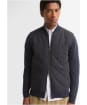 Men's Barbour Quilted Front Knitted Zip Through Jumper - Navy