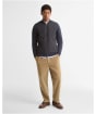 Men's Barbour Quilted Front Knitted Zip Through Jumper - Navy