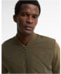 Men's Barbour Quilted Front Knitted Zip Through Jumper - Olive