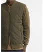 Men's Barbour Quilted Front Knitted Zip Through Jumper - Olive