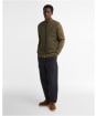 Men's Barbour Quilted Front Knitted Zip Through Jumper - Olive
