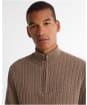 Men's Barbour Herringbone Knitted Half Zip - Stone