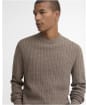 Men's Barbour Herringbone Knitted Crew - Stone